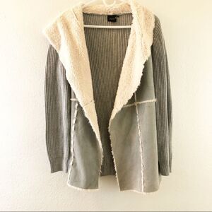 Cliche Faux Fax front Suede Knit sleeves Gray  Jacket Size XL